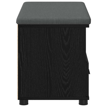 vidaXL Hall Bench Black Oak 80 x 38 x 46 cm Engineered Wood and Fabric