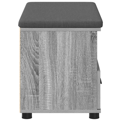 vidaXL Hall Bench with Cushion with Drawer Grey Sonoma 80 x 38 x 46 cm