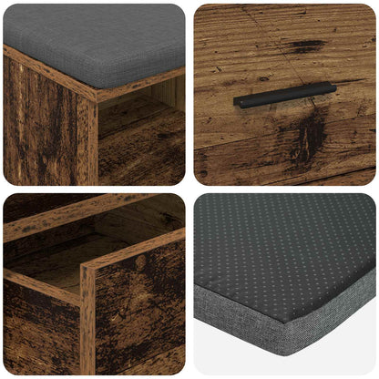 vidaXL Hall Bench Old Wood 80 x 38 x 46 cm Engineered Wood and Fabric