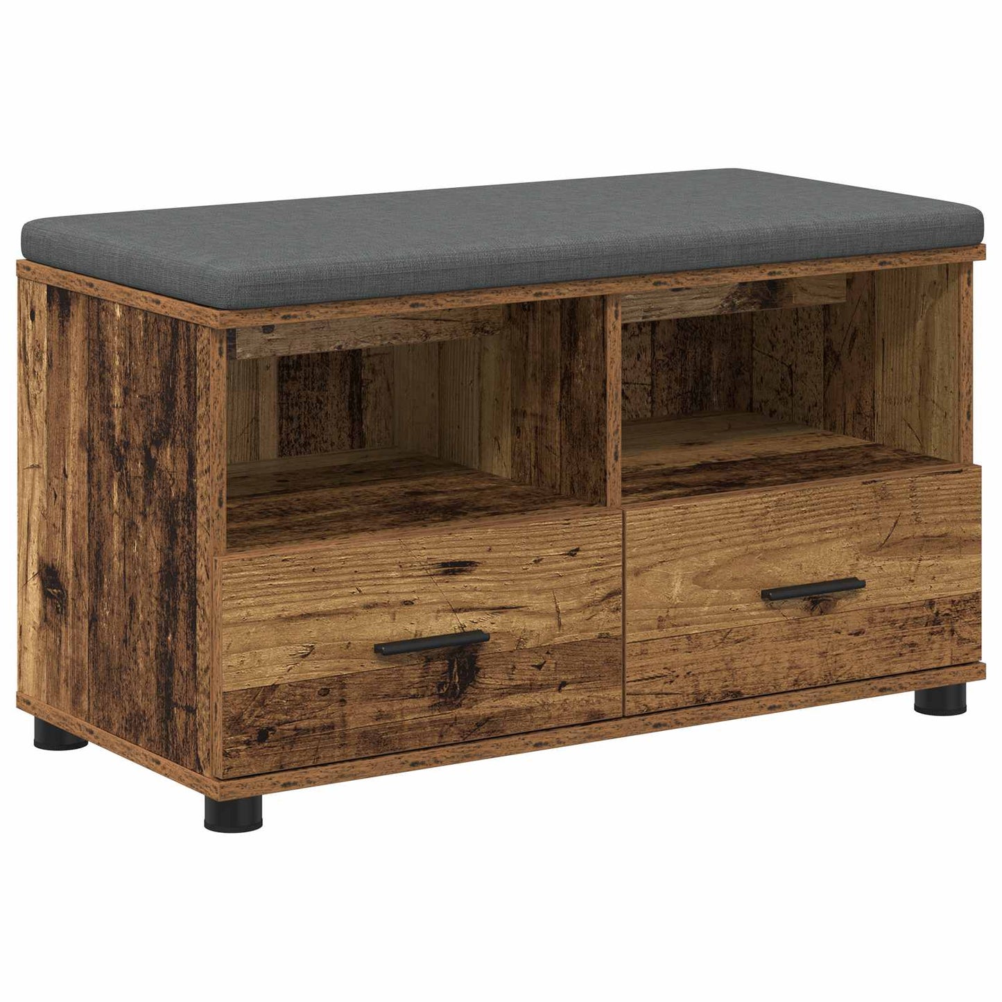 vidaXL Hall Bench Old Wood 80 x 38 x 46 cm Engineered Wood and Fabric