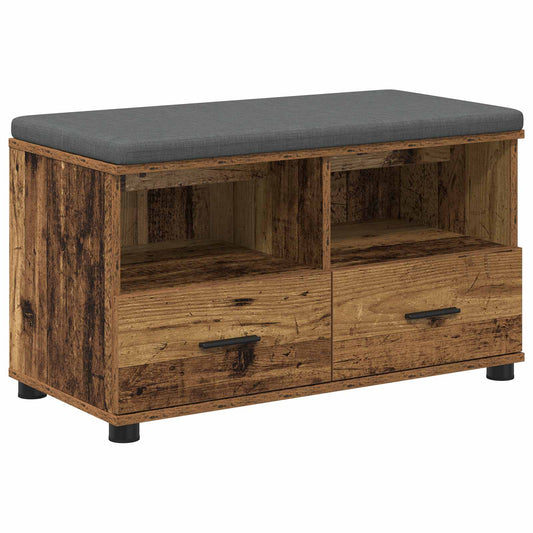 vidaXL Hall Bench Old Wood 80 x 38 x 46 cm Engineered Wood and Fabric