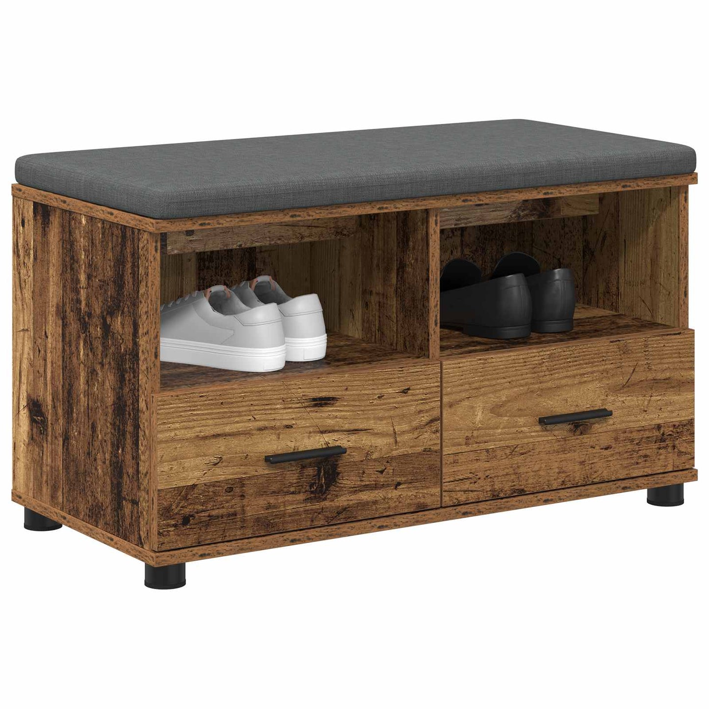vidaXL Hall Bench Old Wood 80 x 38 x 46 cm Engineered Wood and Fabric