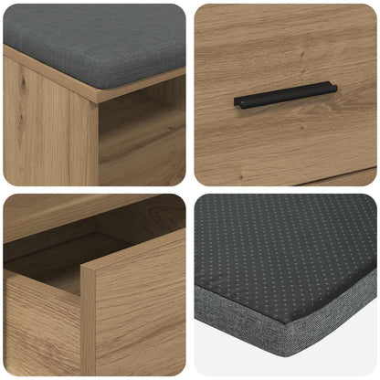 vidaXL Hall Bench Artisan Oak 80 x 38 x 46 cm
