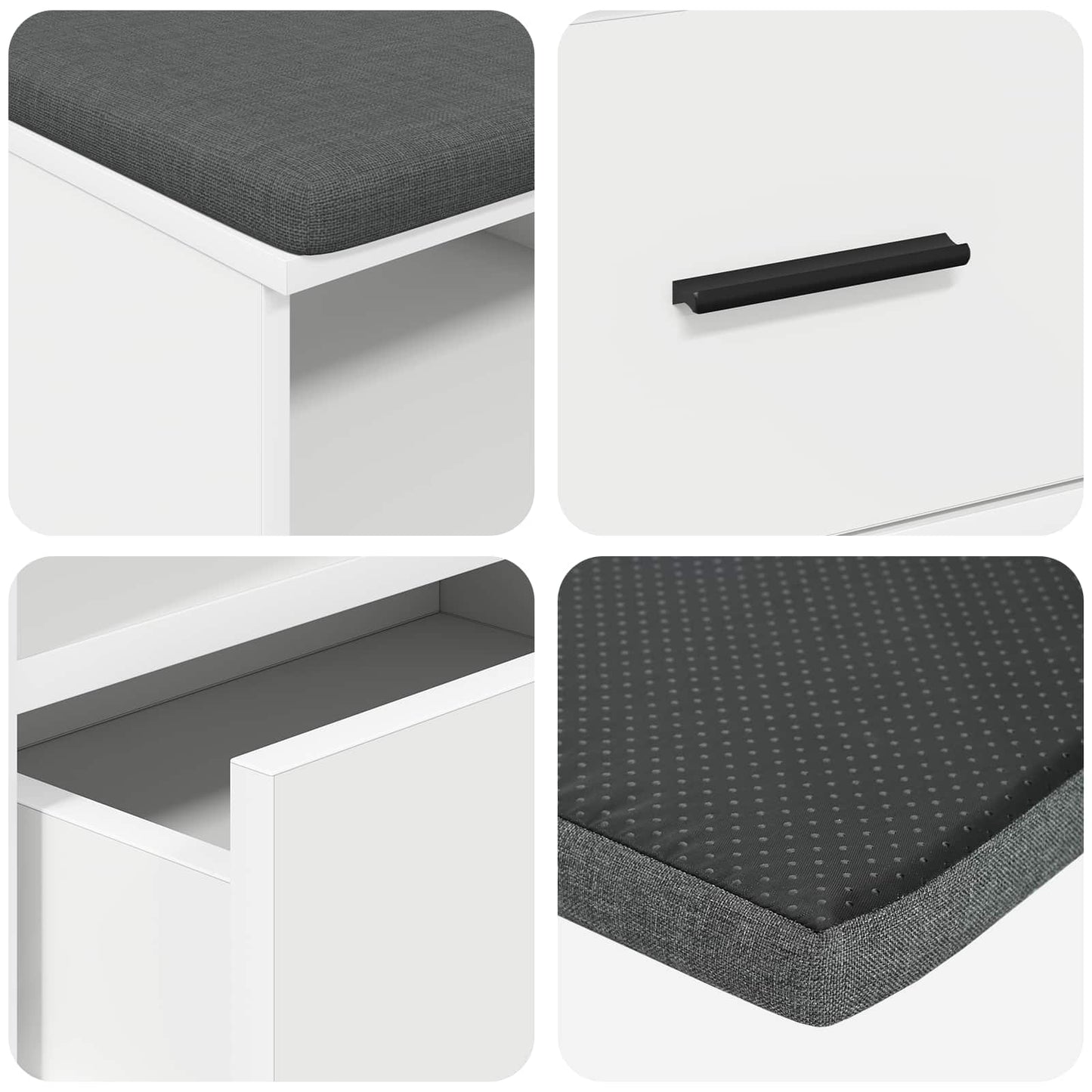 vidaXL Hall Bench White 100 x 38 x 46 cm Engineered Wood and Fabric