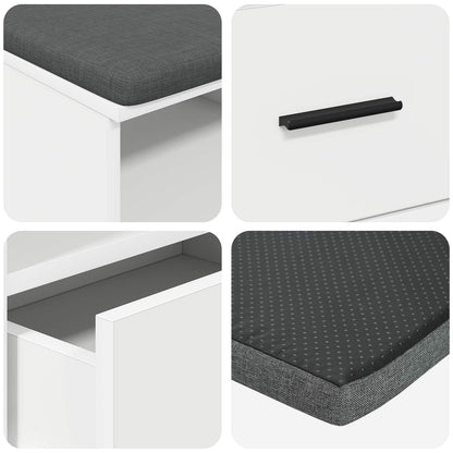 vidaXL Hall Bench White 100 x 38 x 46 cm Engineered Wood and Fabric