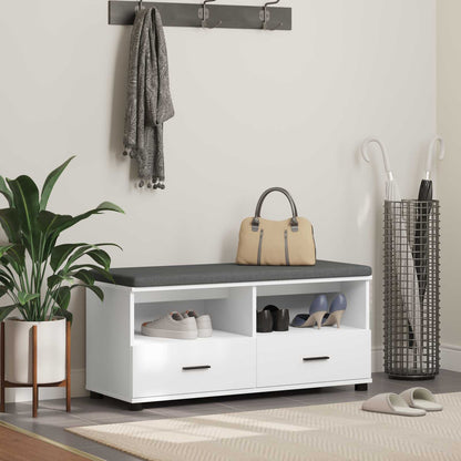 vidaXL Hall Bench White 100 x 38 x 46 cm Engineered Wood and Fabric
