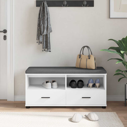 vidaXL Hall Bench White 100 x 38 x 46 cm Engineered Wood and Fabric