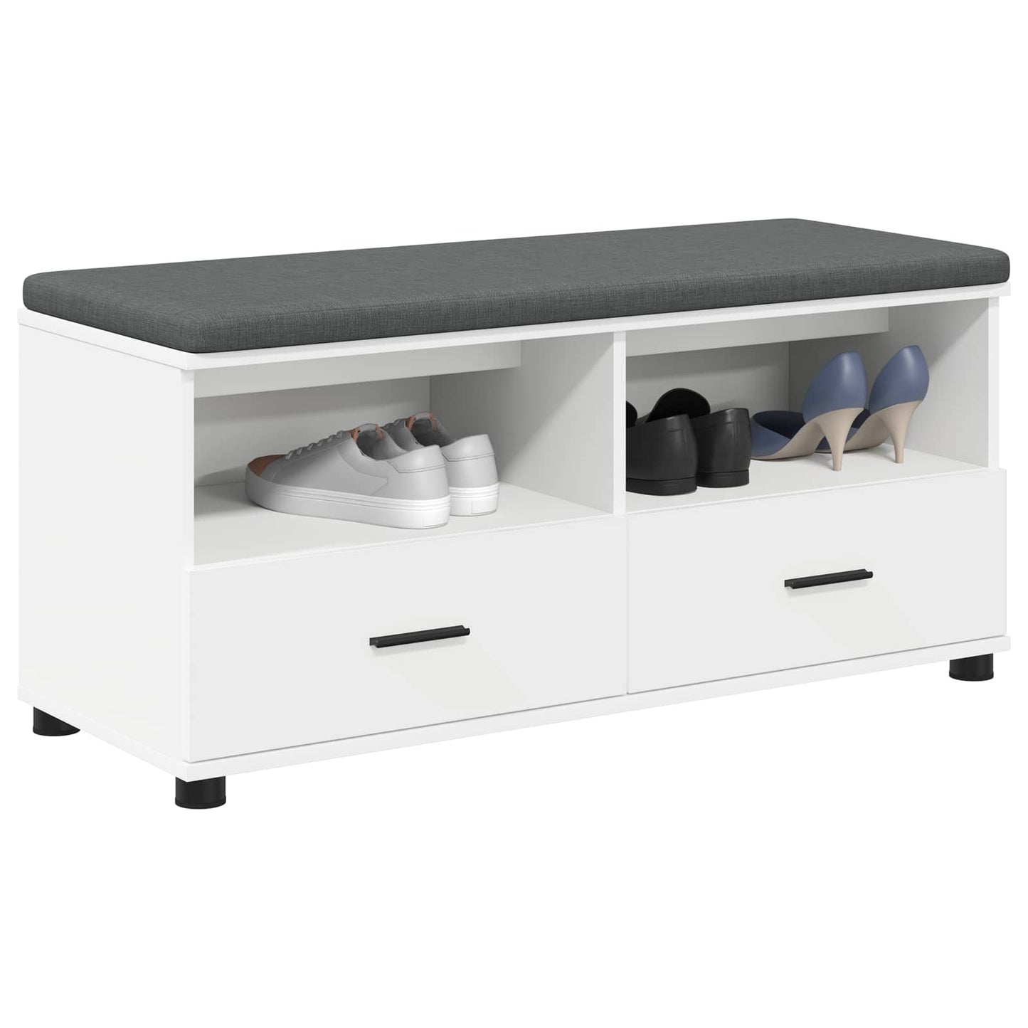 vidaXL Hall Bench White 100 x 38 x 46 cm Engineered Wood and Fabric