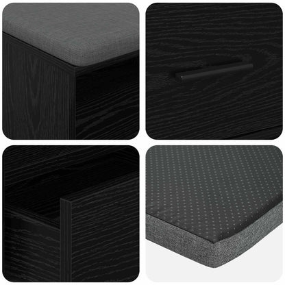 vidaXL Hall Bench Black Oak 100 x 38 x 46 cm