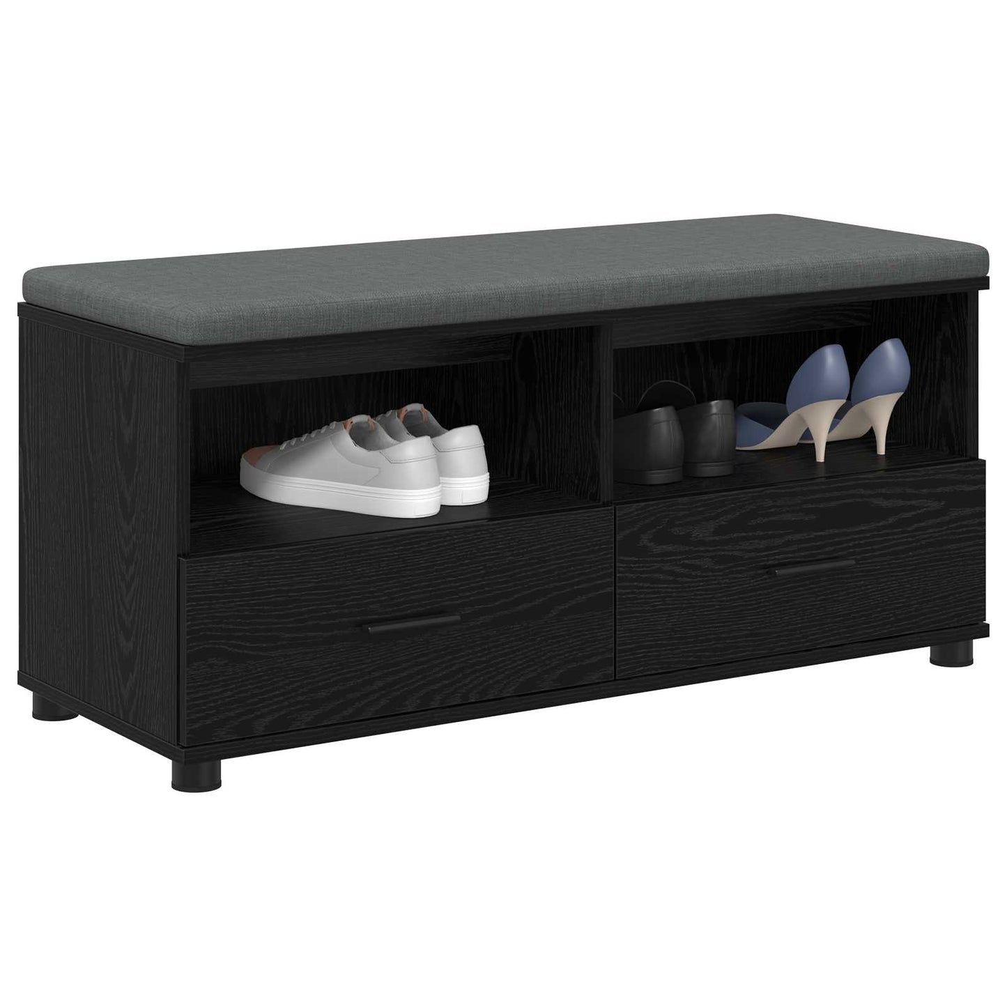 vidaXL Hall Bench Black Oak 100 x 38 x 46 cm