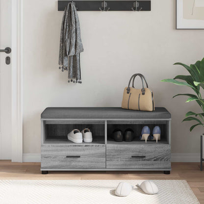 vidaXL Hall Bench with Cushion with Shelf Grey Sonoma 100 x 38 x 46 cm