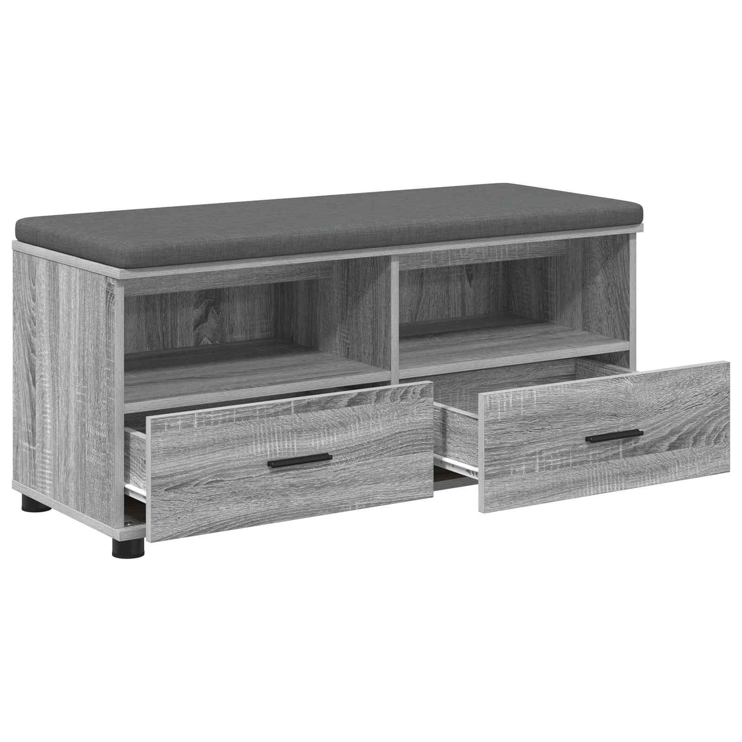 vidaXL Hall Bench with Cushion with Shelf Grey Sonoma 100 x 38 x 46 cm