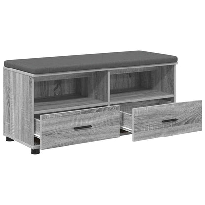 vidaXL Hall Bench with Cushion with Shelf Grey Sonoma 100 x 38 x 46 cm