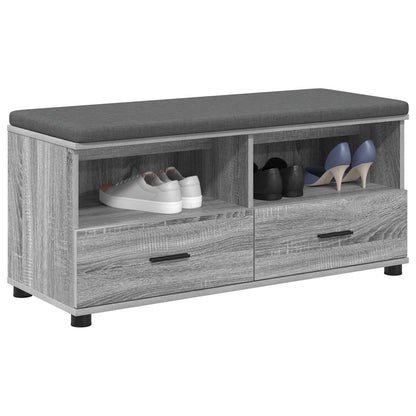 vidaXL Hall Bench with Cushion with Shelf Grey Sonoma 100 x 38 x 46 cm