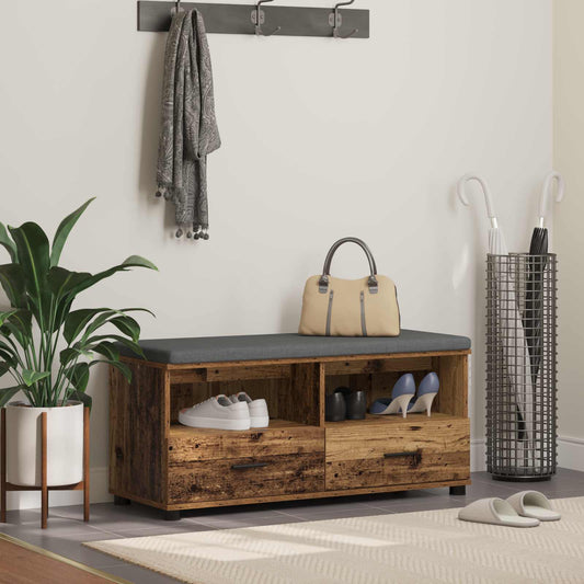 vidaXL Hall Bench Old Wood 100 x 38 x 46 cm Engineered Wood and Fabric