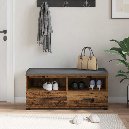 vidaXL Hall Bench Old Wood 100 x 38 x 46 cm Engineered Wood and Fabric