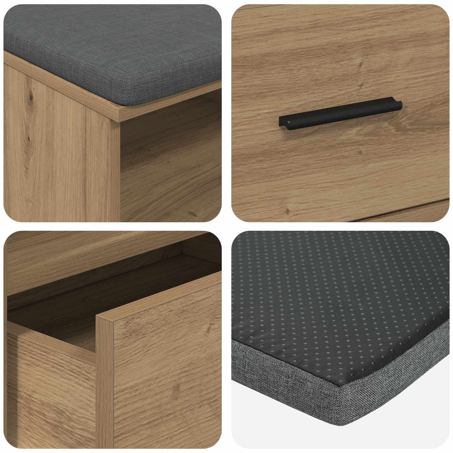 vidaXL Hall Bench Artisan Oak 100 x 38 x 46 cm
