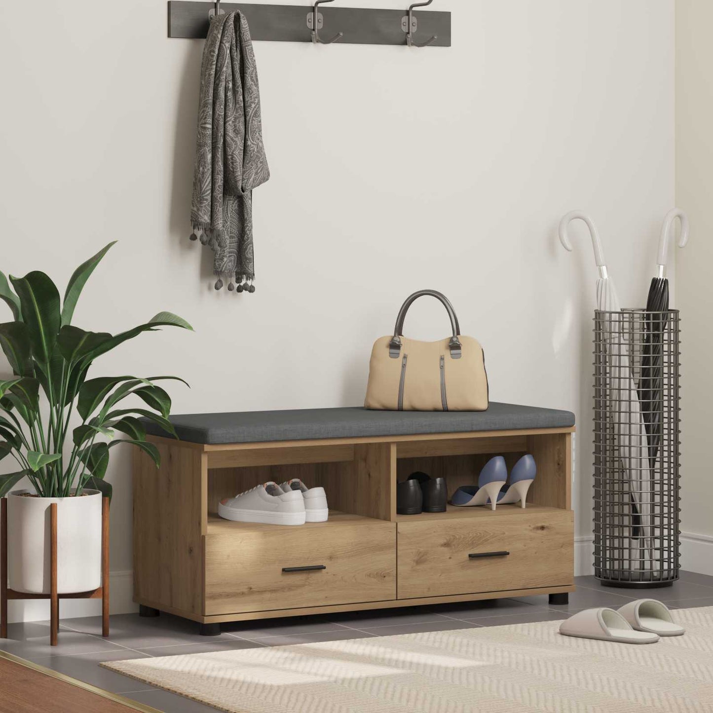 vidaXL Hall Bench Artisan Oak 100 x 38 x 46 cm