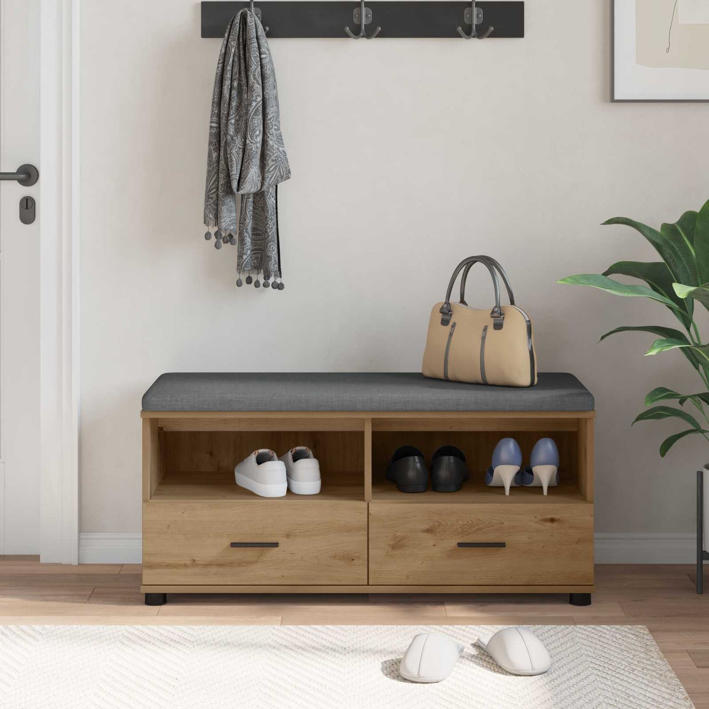 vidaXL Hall Bench Artisan Oak 100 x 38 x 46 cm