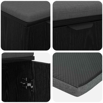 vidaXL Hall Bench Black Oak 60 x 38 x 46 cm Engineered Wood and Fabric