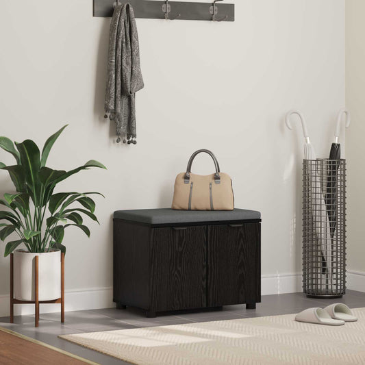 vidaXL Hall Bench Black Oak 60 x 38 x 46 cm Engineered Wood and Fabric
