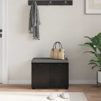 vidaXL Hall Bench Black Oak 60 x 38 x 46 cm Engineered Wood and Fabric