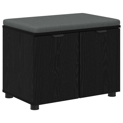 vidaXL Hall Bench Black Oak 60 x 38 x 46 cm Engineered Wood and Fabric