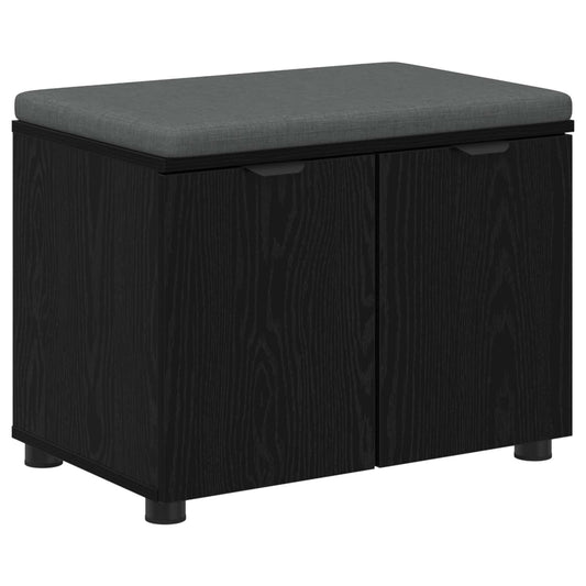 vidaXL Hall Bench Black Oak 60 x 38 x 46 cm Engineered Wood and Fabric