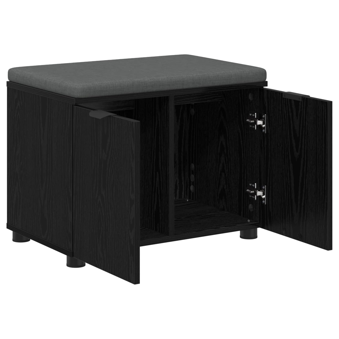 vidaXL Hall Bench Black Oak 60 x 38 x 46 cm Engineered Wood and Fabric