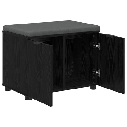 vidaXL Hall Bench Black Oak 60 x 38 x 46 cm Engineered Wood and Fabric