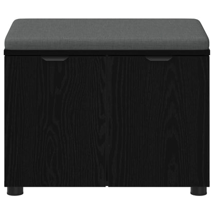 vidaXL Hall Bench Black Oak 60 x 38 x 46 cm Engineered Wood and Fabric