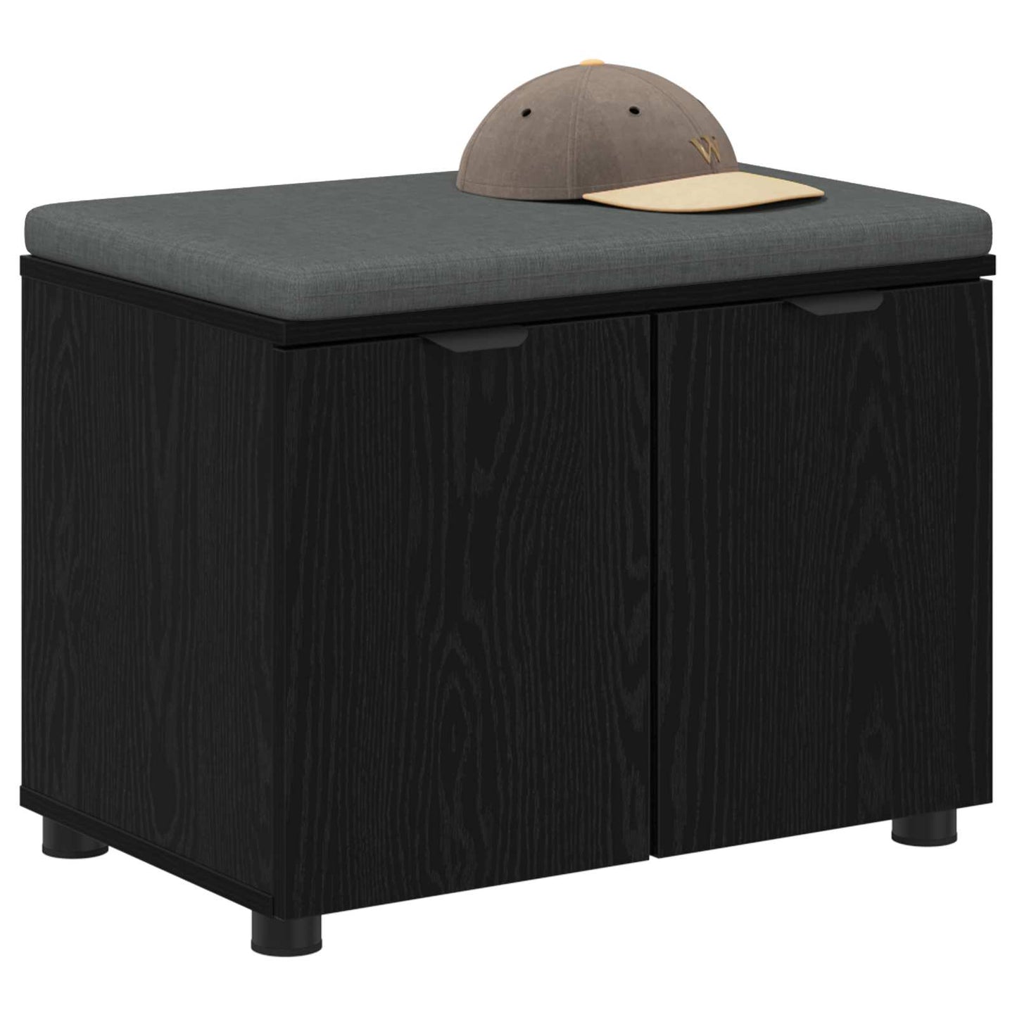 vidaXL Hall Bench Black Oak 60 x 38 x 46 cm Engineered Wood and Fabric