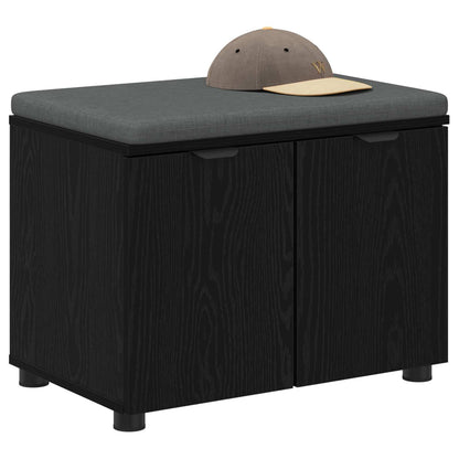 vidaXL Hall Bench Black Oak 60 x 38 x 46 cm Engineered Wood and Fabric