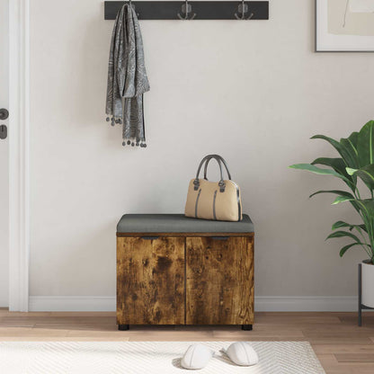 vidaXL Hall Bench with Cushion with Shelf Smoked Oak 60 x 38 x 46 cm