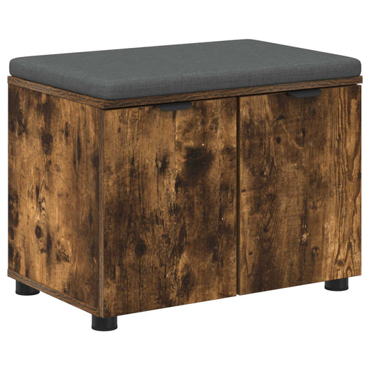 vidaXL Hall Bench with Cushion with Shelf Smoked Oak 60 x 38 x 46 cm