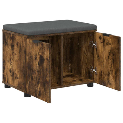 vidaXL Hall Bench with Cushion with Shelf Smoked Oak 60 x 38 x 46 cm