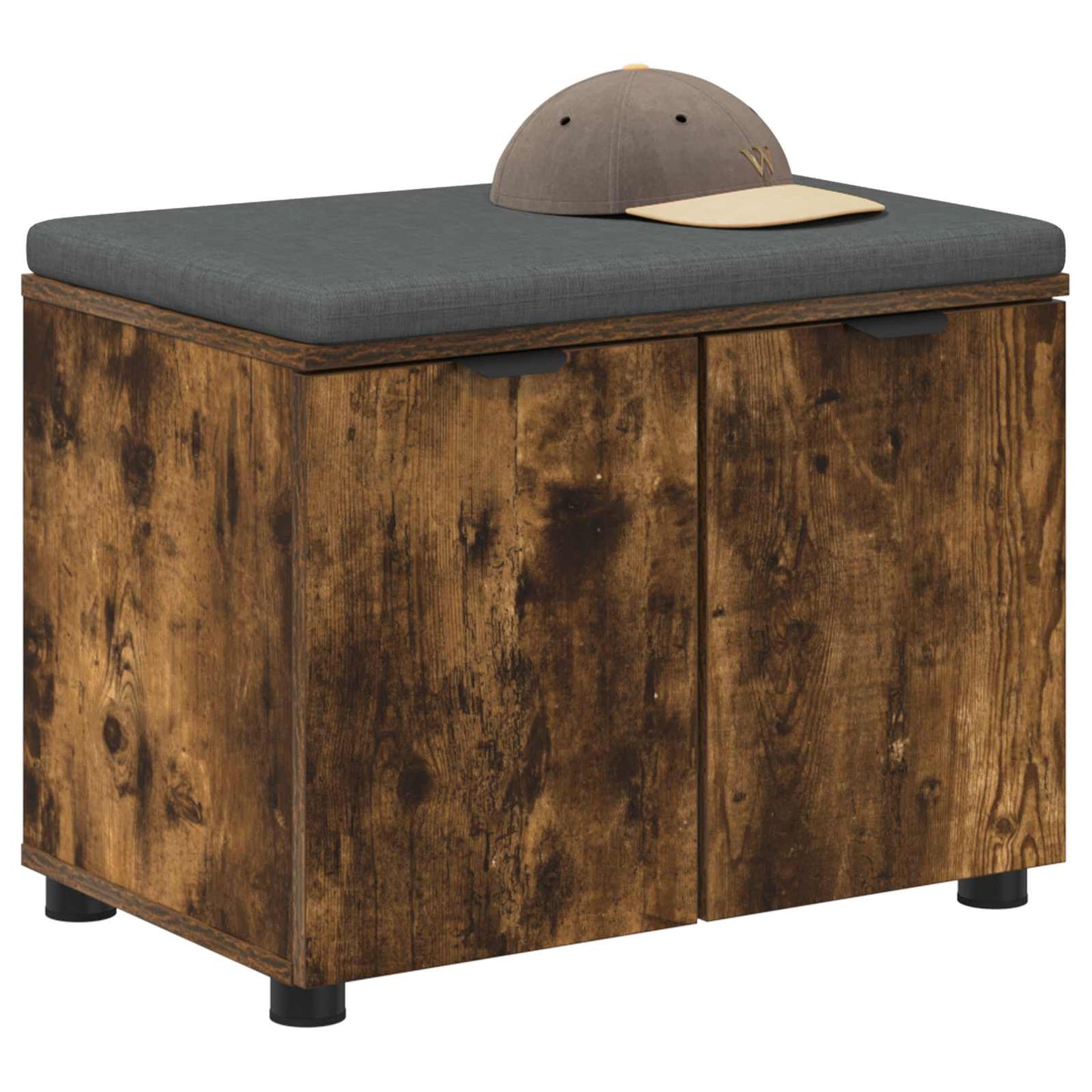 vidaXL Hall Bench with Cushion with Shelf Smoked Oak 60 x 38 x 46 cm
