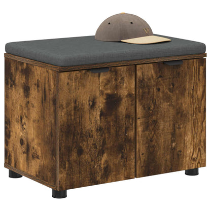 vidaXL Hall Bench with Cushion with Shelf Smoked Oak 60 x 38 x 46 cm