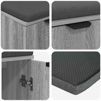 vidaXL Hall Bench with Cushion with Door Grey Sonoma 60 x 38 x 46 cm