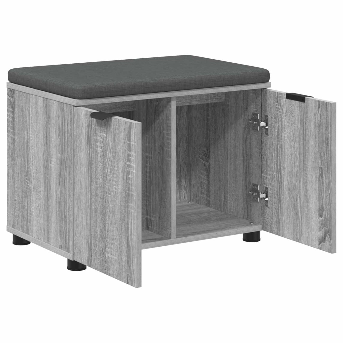 vidaXL Hall Bench with Cushion with Door Grey Sonoma 60 x 38 x 46 cm