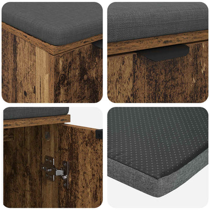 vidaXL Hall Bench Old Wood 60 x 38 x 46 cm Engineered Wood and Fabric