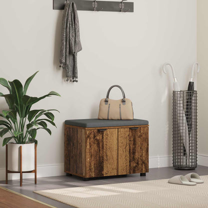 vidaXL Hall Bench Old Wood 60 x 38 x 46 cm Engineered Wood and Fabric
