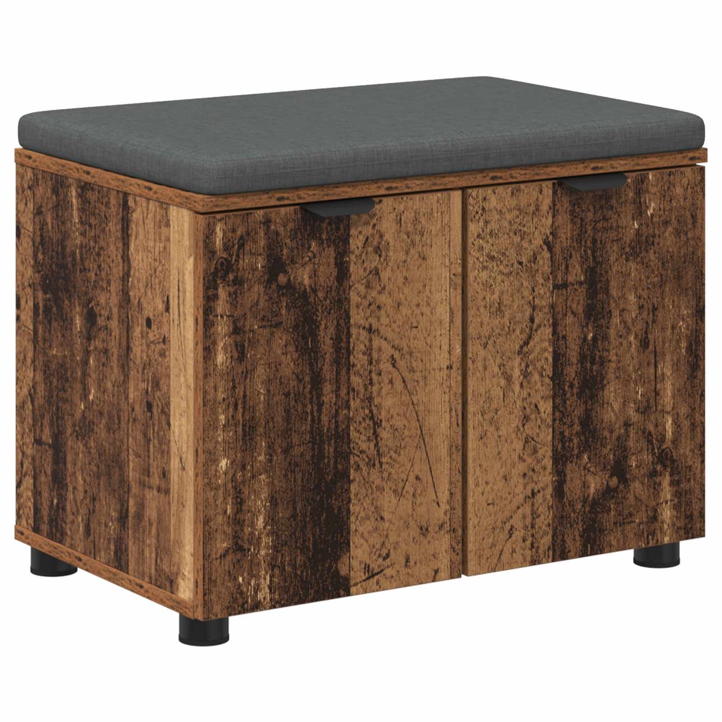 vidaXL Hall Bench Old Wood 60 x 38 x 46 cm Engineered Wood and Fabric