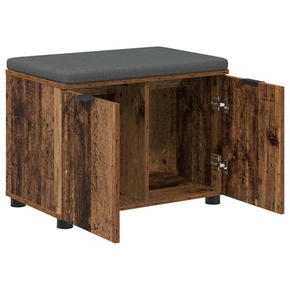 vidaXL Hall Bench Old Wood 60 x 38 x 46 cm Engineered Wood and Fabric