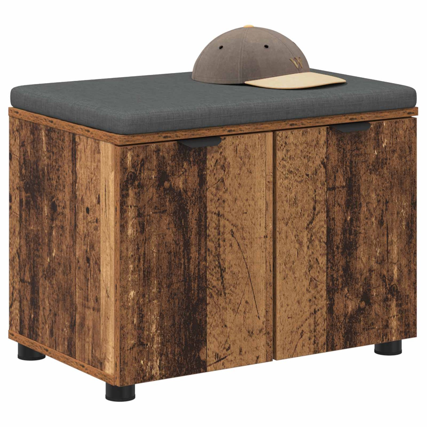 vidaXL Hall Bench Old Wood 60 x 38 x 46 cm Engineered Wood and Fabric