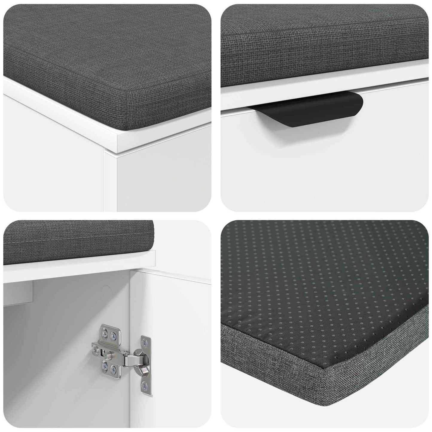 vidaXL Hall Bench White 80 x 38 x 46 cm Engineered Wood and Fabric