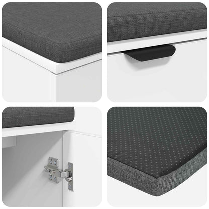 vidaXL Hall Bench White 80 x 38 x 46 cm Engineered Wood and Fabric