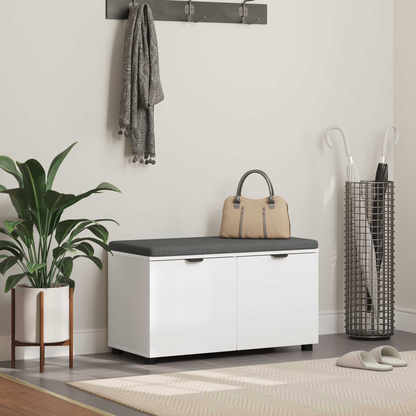 vidaXL Hall Bench White 80 x 38 x 46 cm Engineered Wood and Fabric