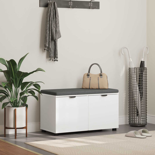 vidaXL Hall Bench White 80 x 38 x 46 cm Engineered Wood and Fabric