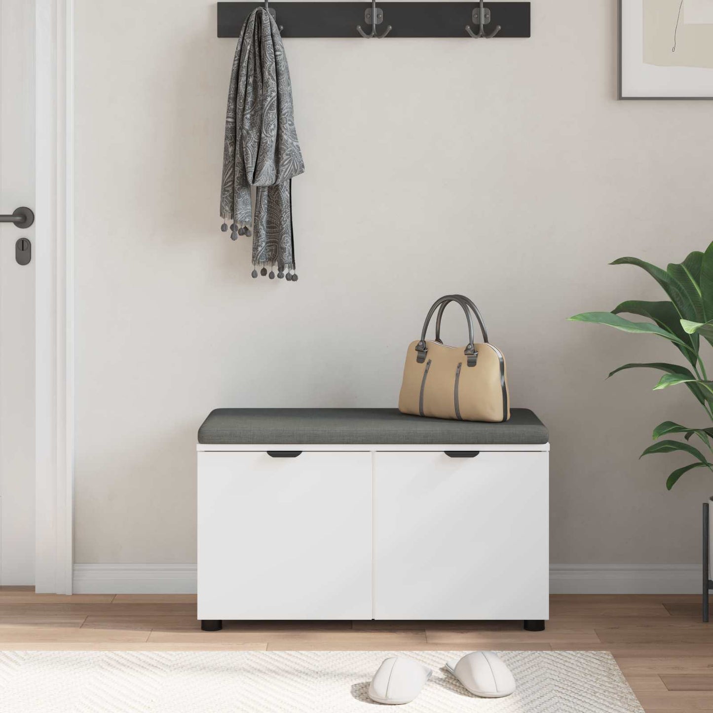 vidaXL Hall Bench White 80 x 38 x 46 cm Engineered Wood and Fabric